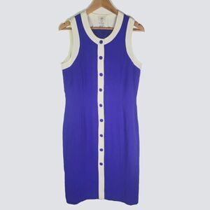 Vintage Sleeveless Purple and White Dress